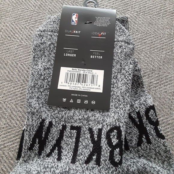 NBA BROOKLYN NETS Crew Mens Socks - Picture 6 of 6